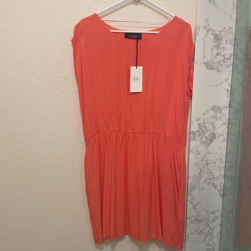 Red Hanger Coral Cap Sleeve Dress